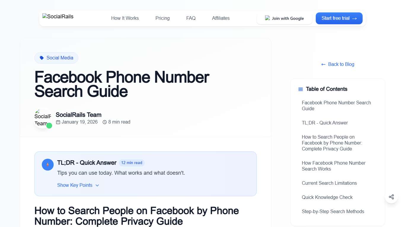 Facebook Phone Number Search Guide