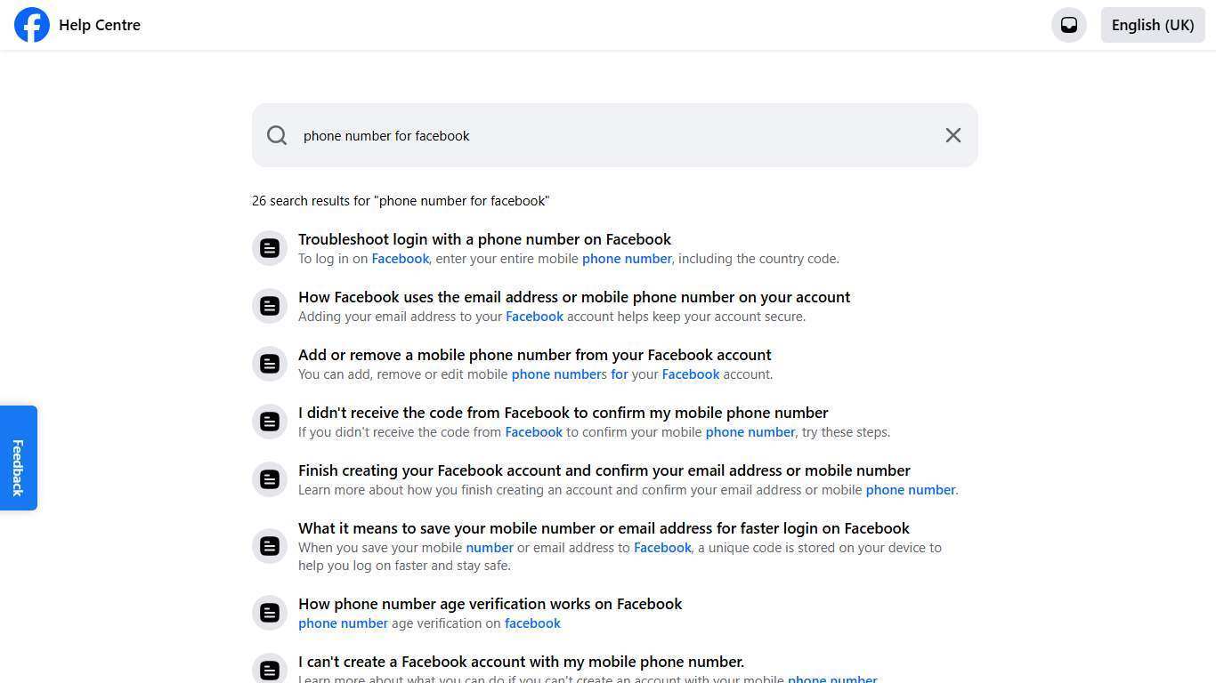 Facebook Help Centre